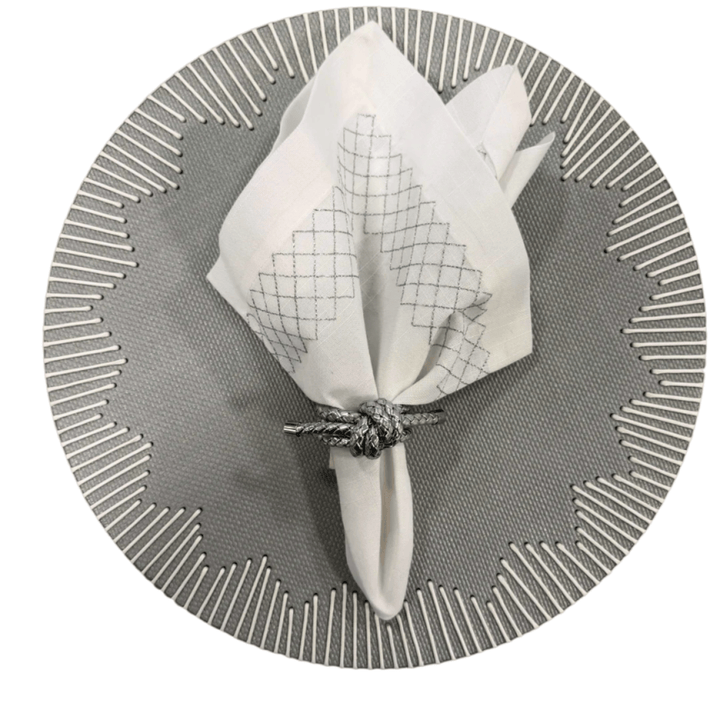 FineLeaf Jogos Americanos KIT Weaver prata  - 3 PEÇAS