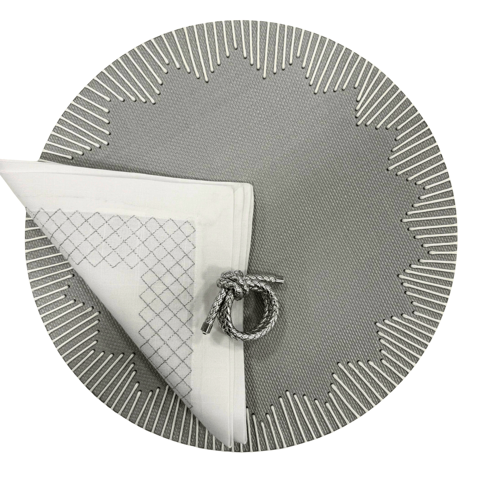 FineLeaf Jogos Americanos KIT Weaver prata  - 3 PEÇAS