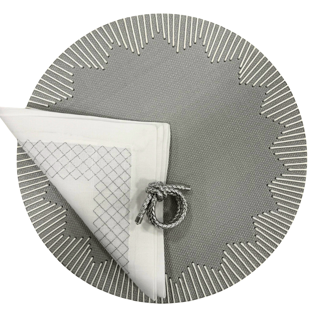 FineLeaf Jogos Americanos KIT Weaver prata  - 3 PEÇAS