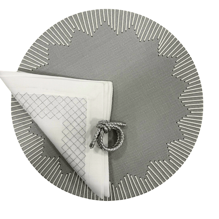 FineLeaf Jogos Americanos KIT Weaver prata  - 3 PEÇAS