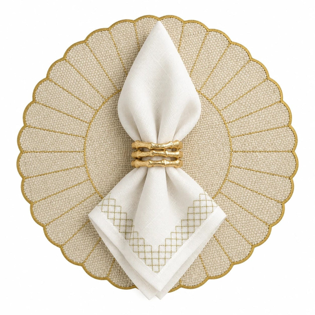 Kit Palha Natural Dourado 3 Peças montado
