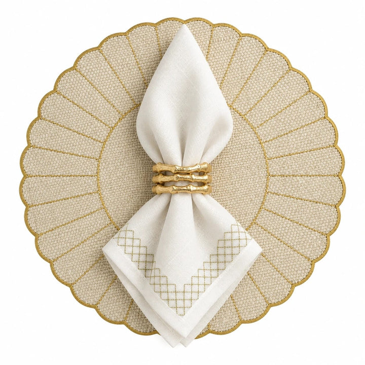 Kit Palha Natural Dourado 3 Peças montado