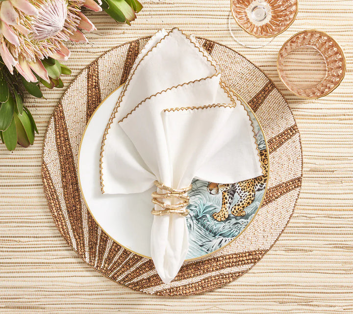 FineLeaf Porta Guardanapos Bamboo Gold  <br> KIM SEYBERT kit com 4 unidades