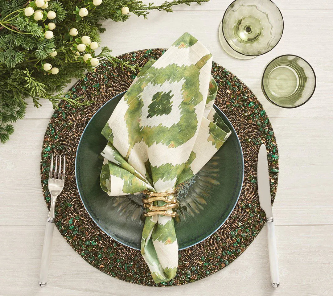 FineLeaf Porta Guardanapos Bamboo Gold  <br> KIM SEYBERT kit com 4 unidades