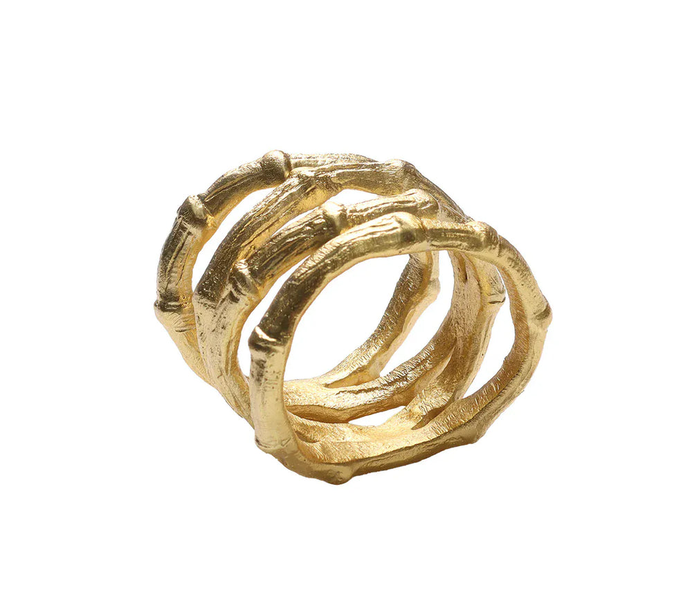 FineLeaf Porta Guardanapos Bamboo Gold  <br> KIM SEYBERT kit com 4 unidades