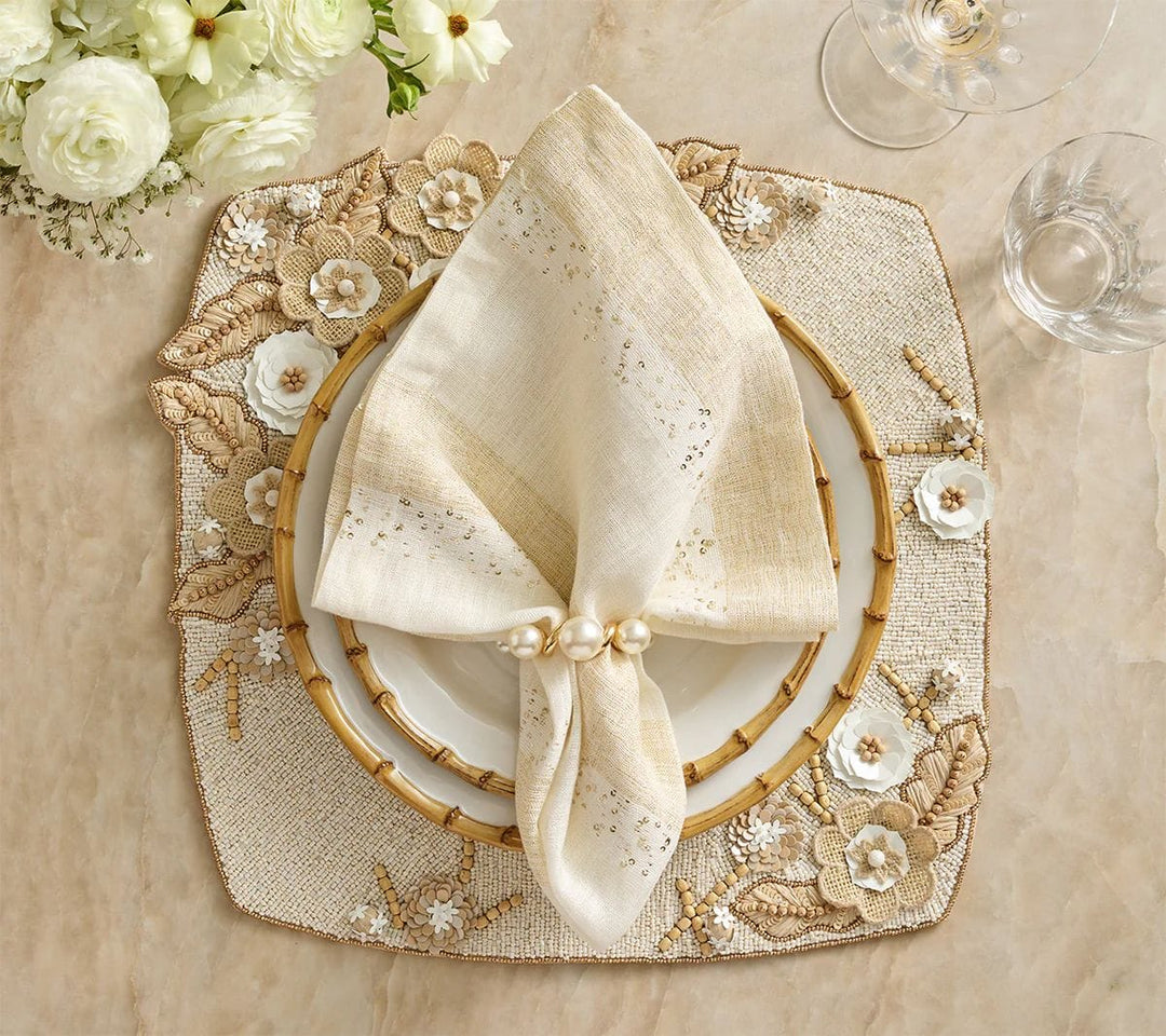 FineLeaf Porta Guardanapos Bois Pearl  <br> KIM SEYBERT kit com 4 unidades