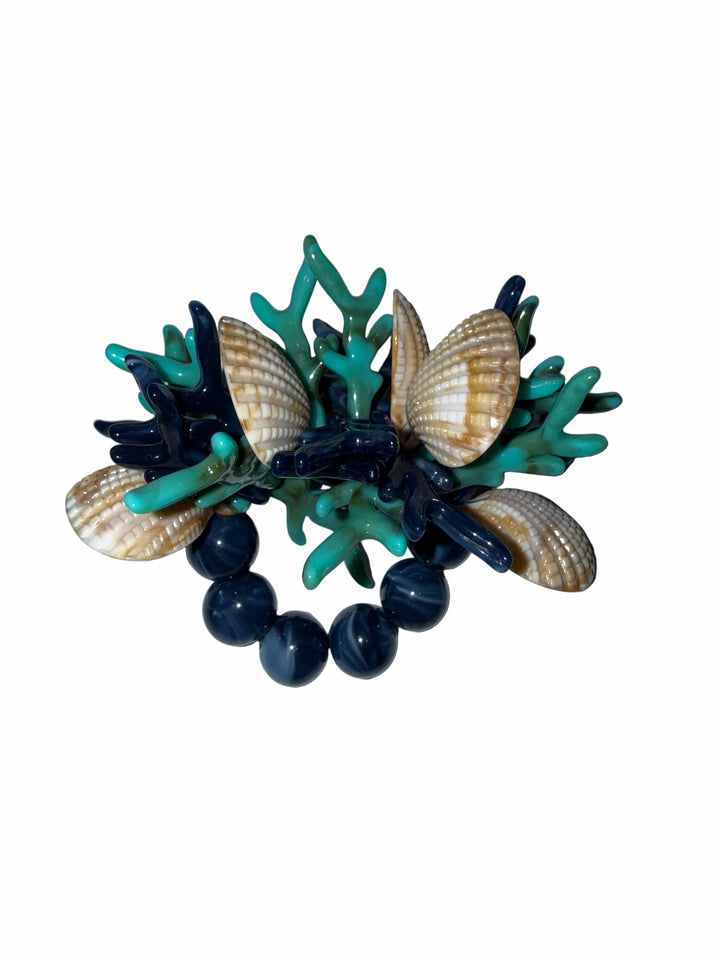 FineLeaf Porta Guardanapos Coral Azul  <br> kit com 4 Unidades