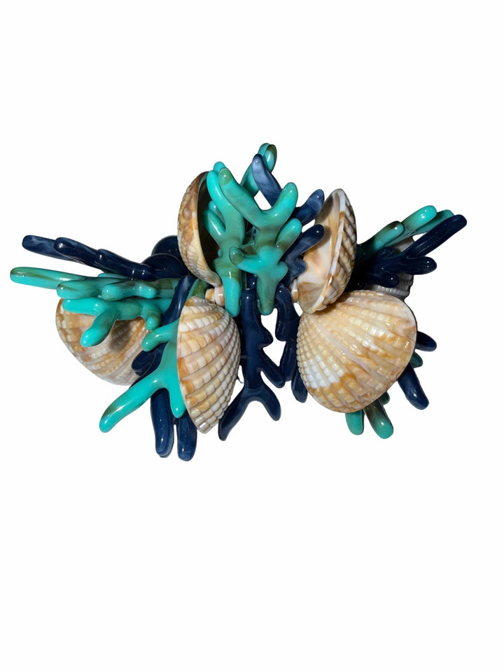 FineLeaf Porta Guardanapos Coral Azul  <br> kit com 4 Unidades