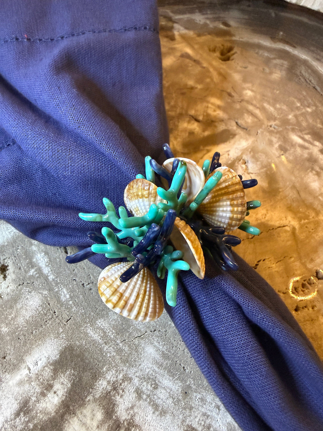 FineLeaf Porta Guardanapos Coral Azul  <br> kit com 4 Unidades