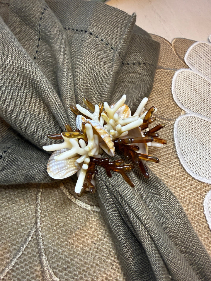 FineLeaf Porta Guardanapos Coral Bege  <br> kit com 4 Unidades