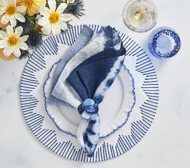 FineLeaf Porta Guardanapos Pedra do Mar  <br> KIM SEYBERT Azul - kit com 4 unidades