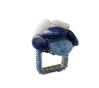 FineLeaf Porta Guardanapos Pedra do Mar  <br> KIM SEYBERT Azul - kit com 4 unidades