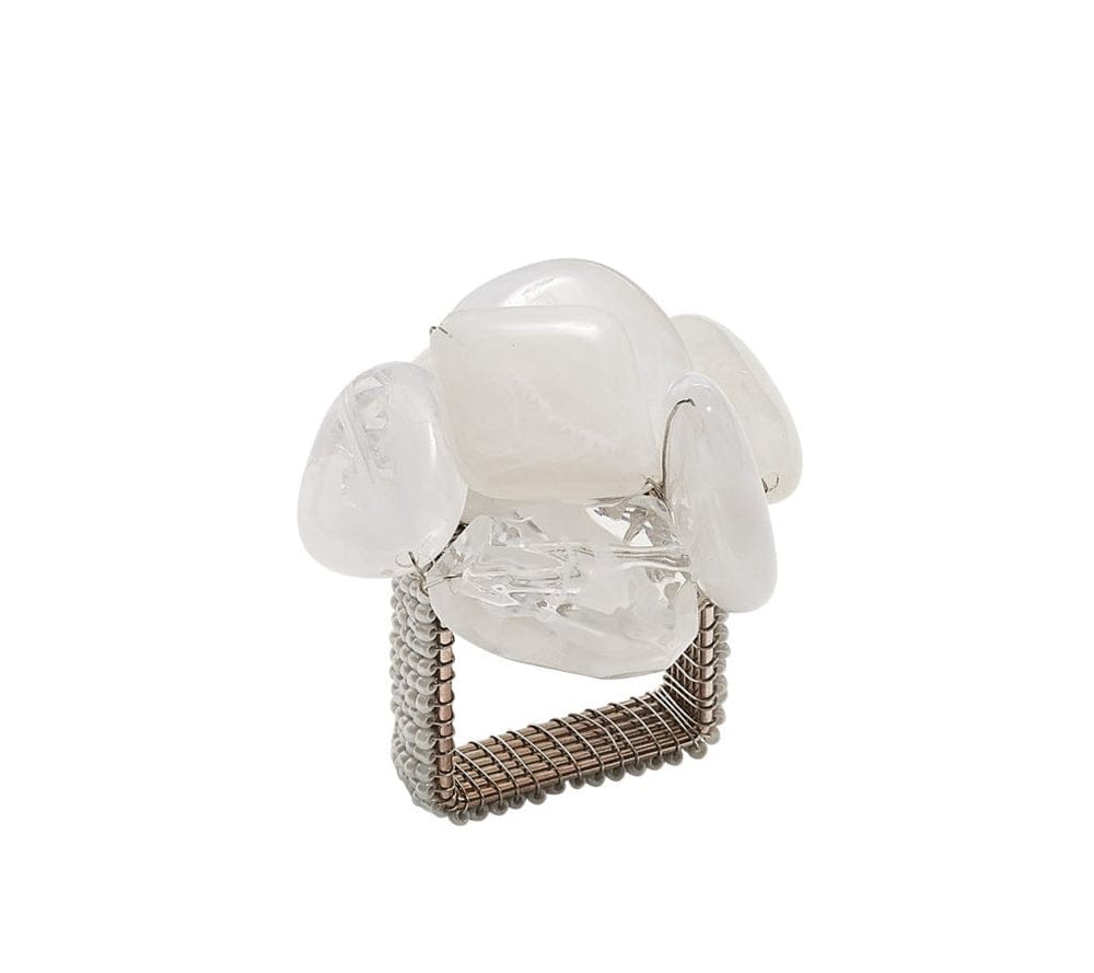 FineLeaf Porta Guardanapos Pedra do Mar  <br> KIM SEYBERT Branco  - kit com 4 unidades
