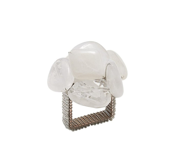 FineLeaf Porta Guardanapos Pedra do Mar  <br> KIM SEYBERT Branco  - kit com 4 unidades
