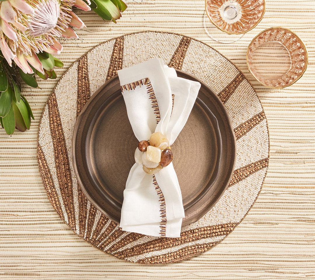 FineLeaf Porta Guardanapos Pedra do Mar  <br> KIM SEYBERT Dourado - kit com 4 unidades