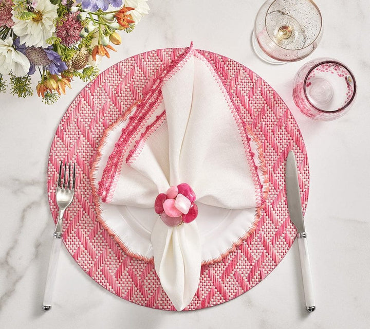FineLeaf Porta Guardanapos Pedra do Mar  <br> KIM SEYBERT PINK  - kit com 4 unidades
