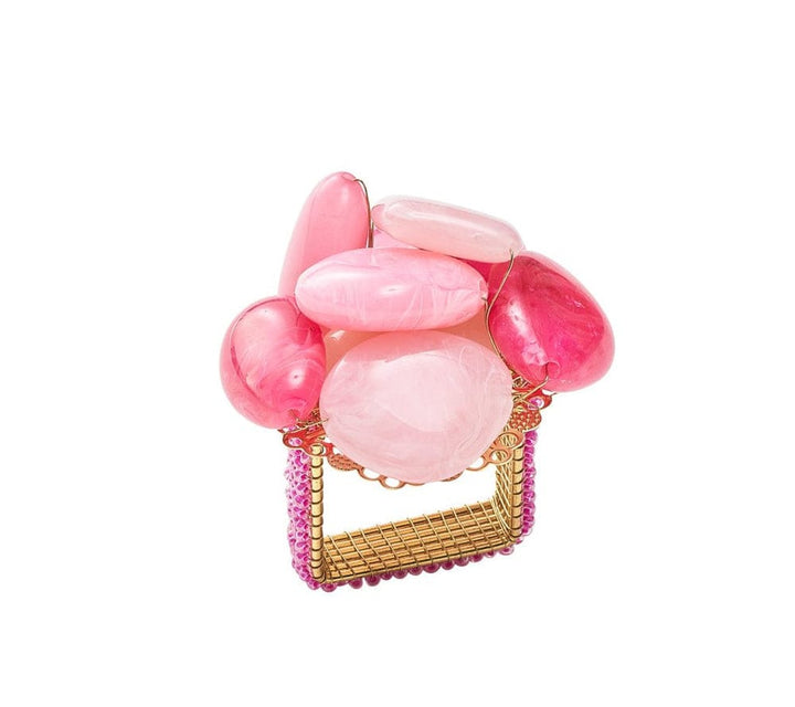 FineLeaf Porta Guardanapos Pedra do Mar  <br> KIM SEYBERT PINK  - kit com 4 unidades