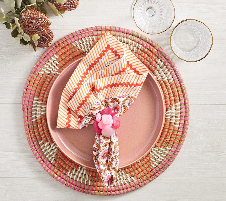 FineLeaf Porta Guardanapos Pedra do Mar  <br> KIM SEYBERT PINK  - kit com 4 unidades