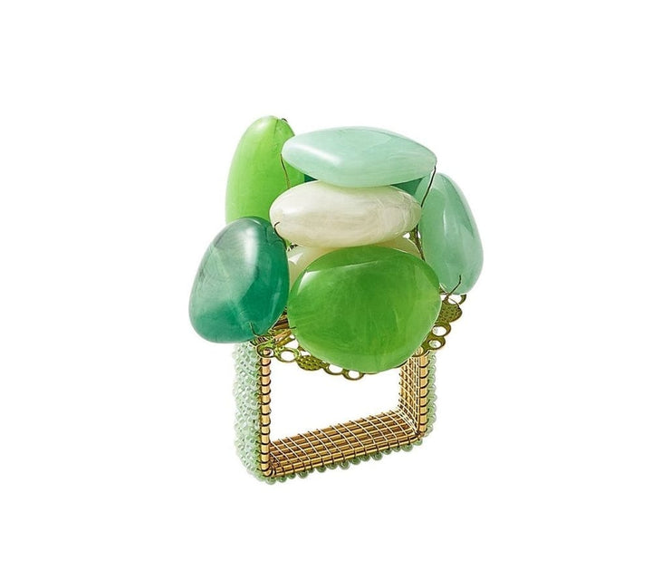 FineLeaf Porta Guardanapos Pedra do Mar  <br> KIM SEYBERT Verde   - kit com 4 unidades