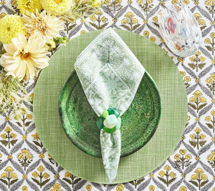 FineLeaf Porta Guardanapos Pedra do Mar  <br> KIM SEYBERT Verde   - kit com 4 unidades