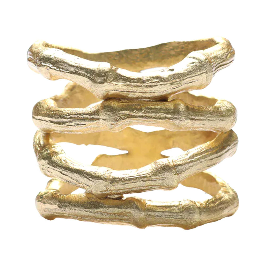FineLeaf Porta Guardanapos Porta Guardanapos Bamboo Gold – KIM SEYBERT kit com 4 unidades