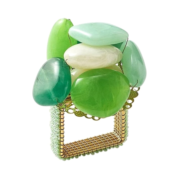 FineLeaf Porta Guardanapos Porta Guardanapos Pedra do Mar – KIM SEYBERT Verde - kit com 4 unidades