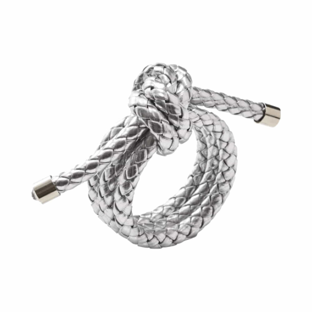 FineLeaf Porta Guardanapos Porta Guardanapos Rope – KIM SEYBERT Prata - kit com 4 unidades