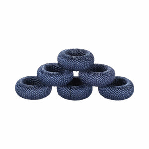 Porta Guardanapos Trançados Azul-Escuro, Kit com 6