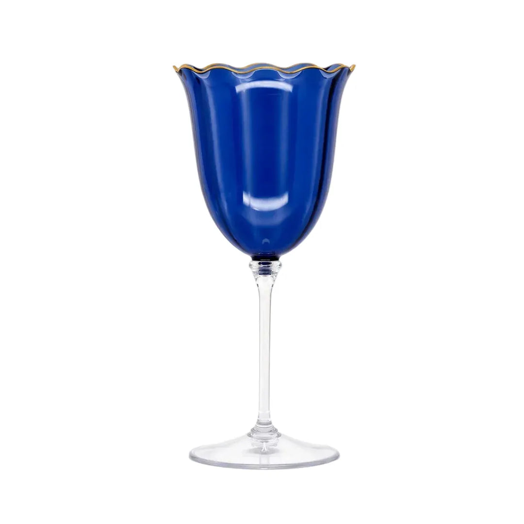 FineLeaf Taça Vinho <br> kit 4 Azul com Dourado