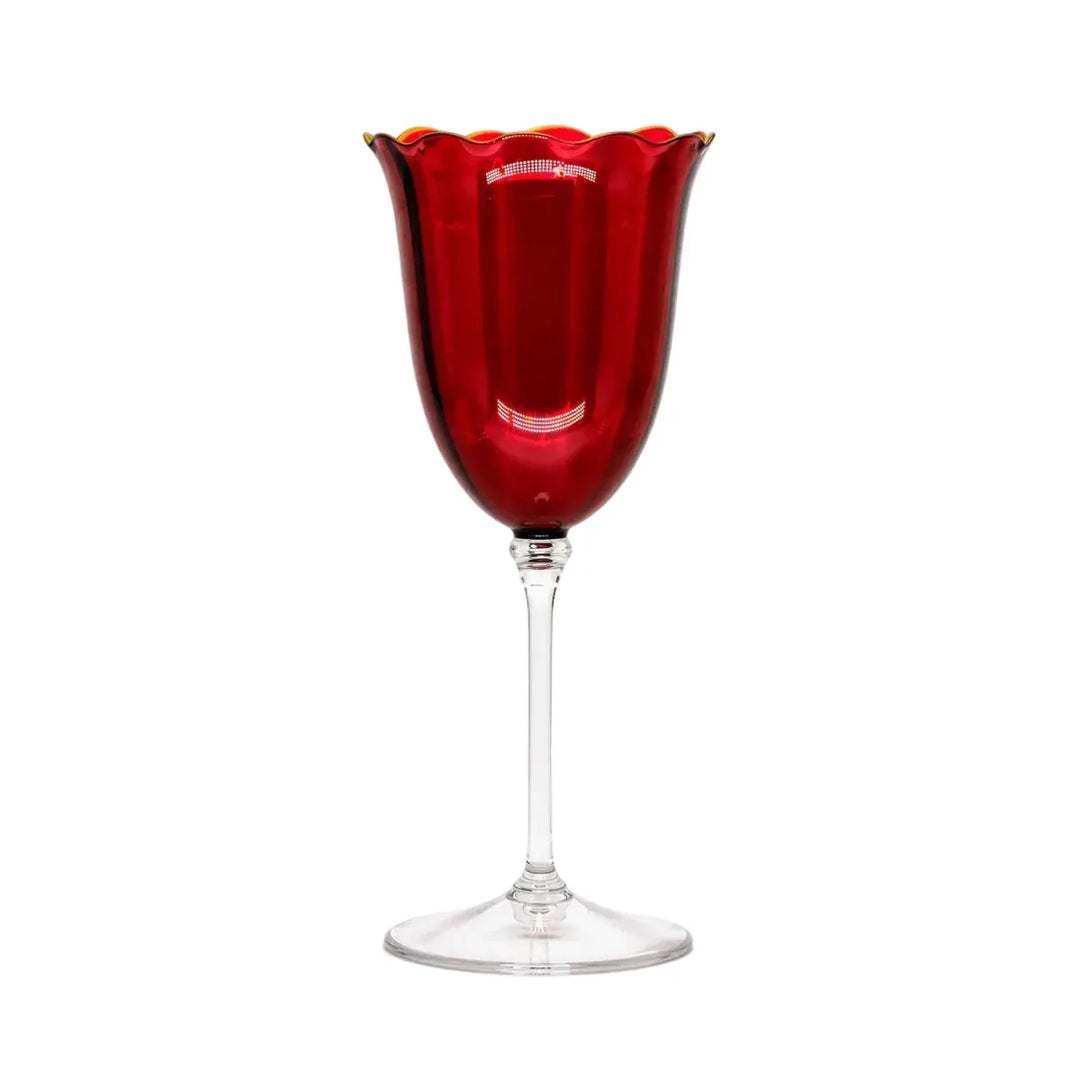 FineLeaf Taça Vinho <br> KIT 4 Vermelho com Dourado