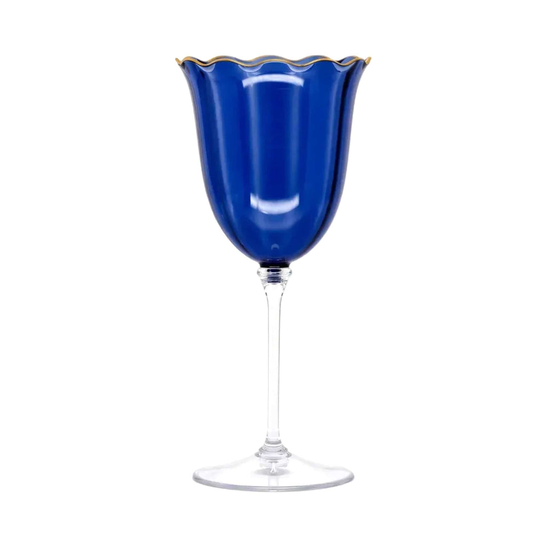 FineLeaf Taças Taça Vinho – kit 4 Azul com Dourado