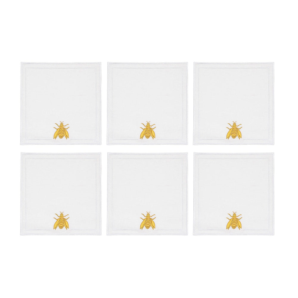 FineLeaf Guardanapos de Coquetel gold 6 Guardanapos de Coquetel <br> Abelhas Fio de Prata / Ouro