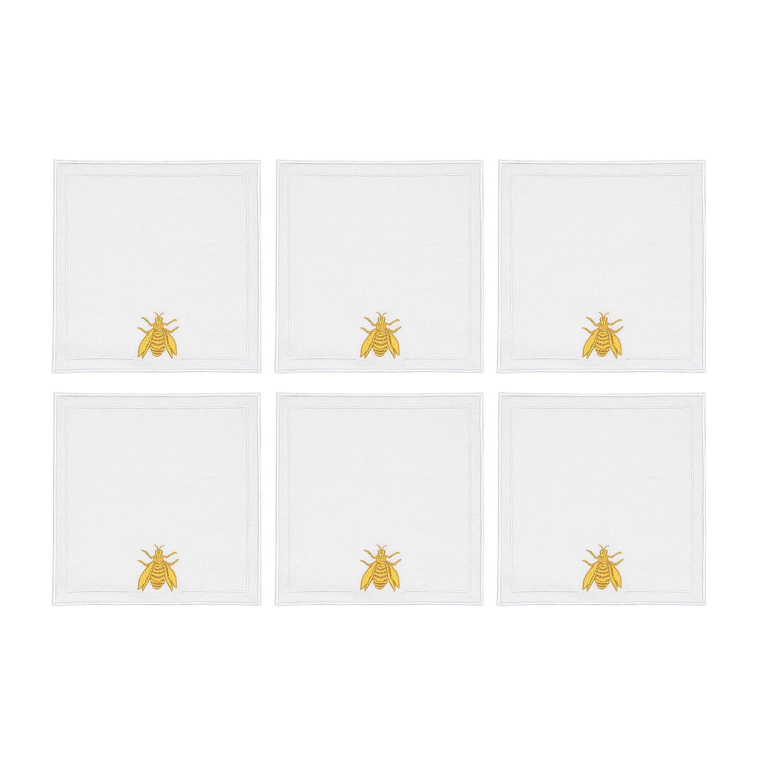 FineLeaf Guardanapos de Coquetel gold 6 Guardanapos de Coquetel <br> Abelhas Fio de Prata / Ouro