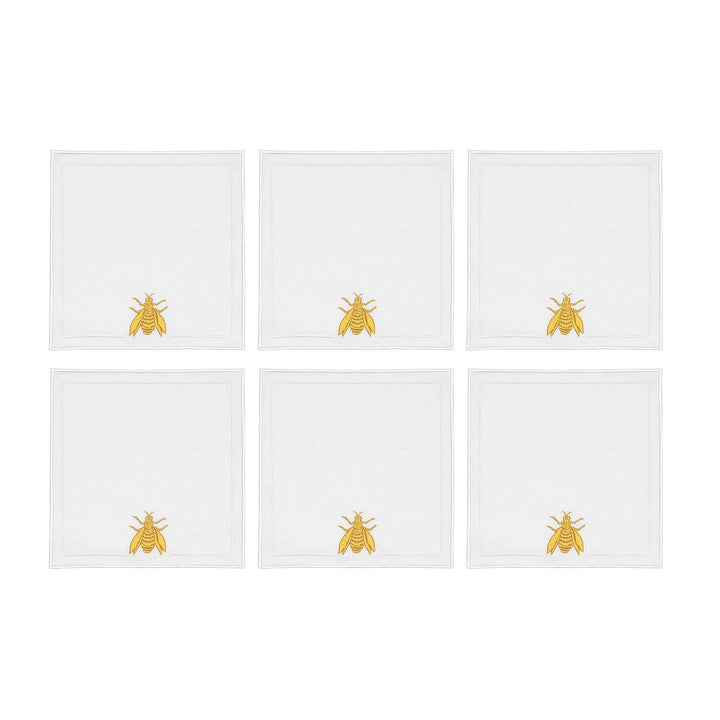 FineLeaf Guardanapos de Coquetel gold 6 Guardanapos de Coquetel <br> Abelhas Fio de Prata / Ouro
