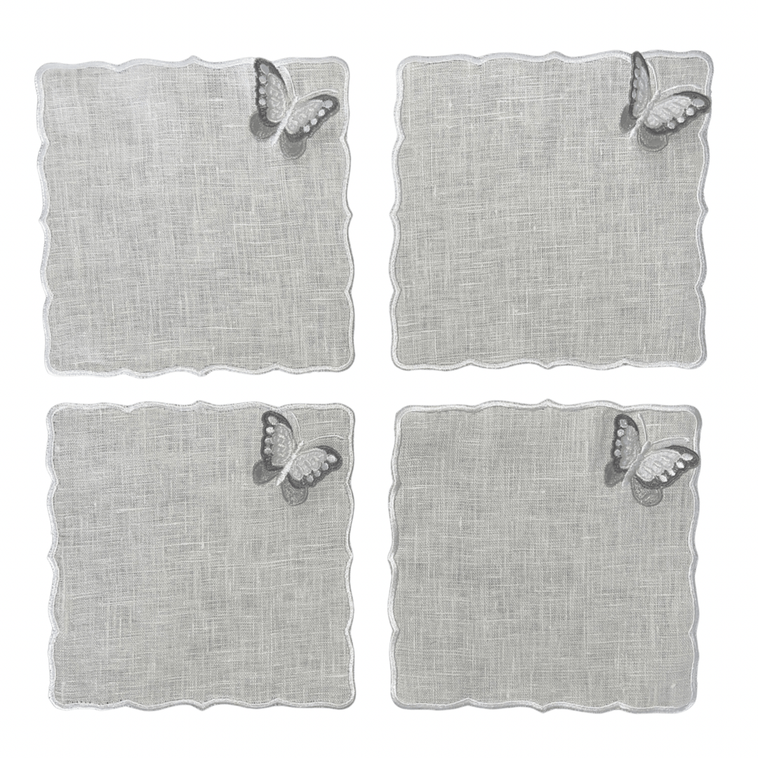 FineLeaf Guardanapos de Coquetel Guardanapos de Coquetel <br>  Borboletas Cinza