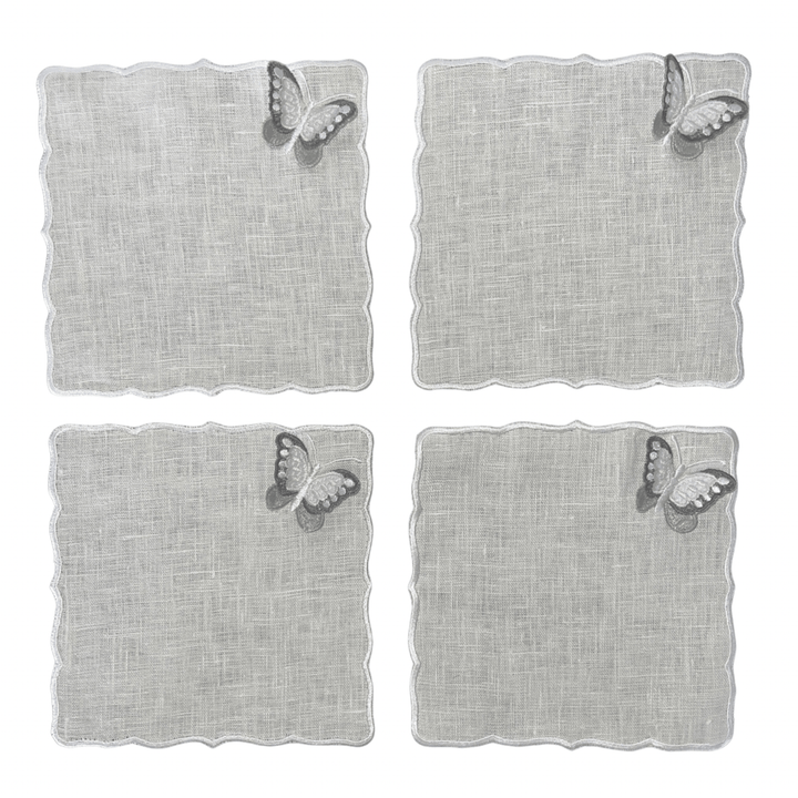 FineLeaf Guardanapos de Coquetel Guardanapos de Coquetel <br>  Borboletas Cinza