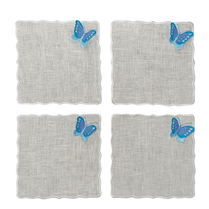 FineLeaf Guardanapos de Coquetel Guardanapos de Coquetel <br>  Borboletas Light Blue