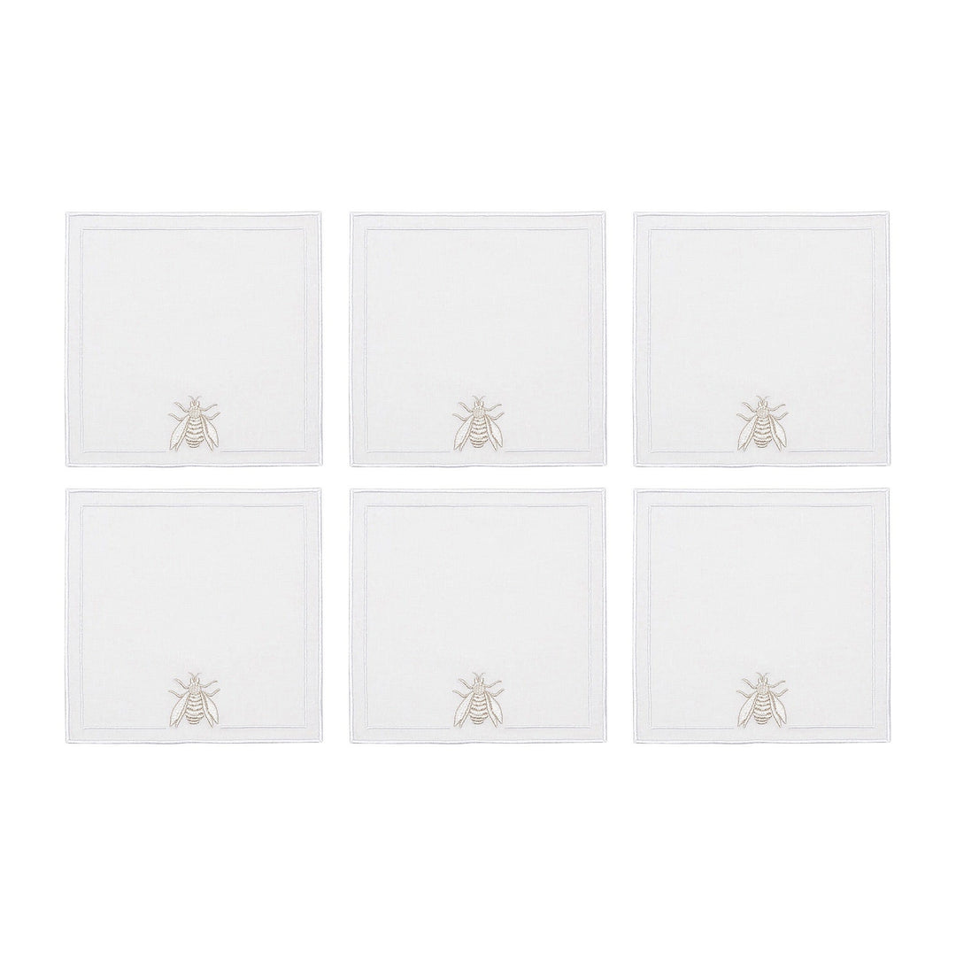 FineLeaf Guardanapos de Coquetel silver 6 Guardanapos de Coquetel <br> Abelhas Fio de Prata / Ouro