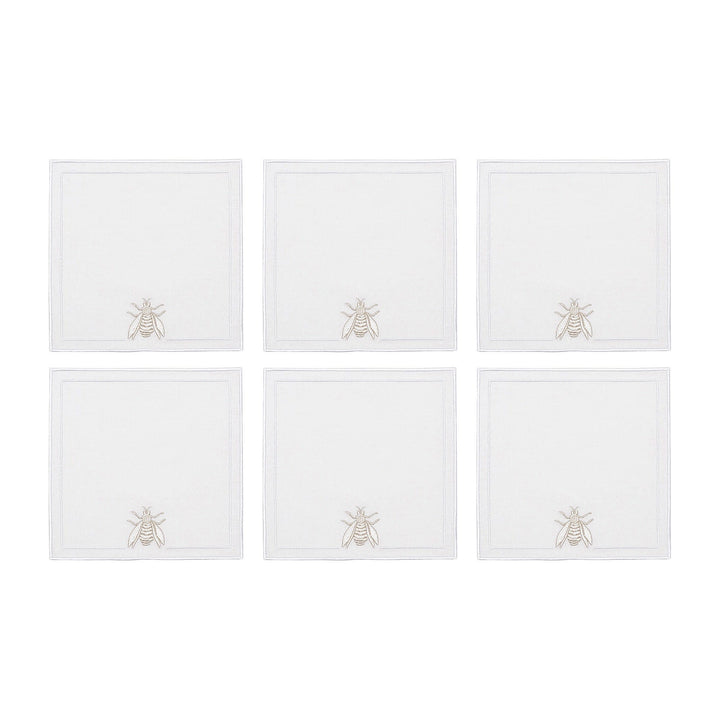 FineLeaf Guardanapos de Coquetel silver 6 Guardanapos de Coquetel <br> Abelhas Fio de Prata / Ouro