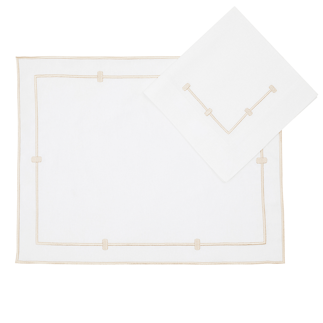 FineLeaf Jogos Americanos Antiquewhite Jogo Americano com Guardanapo <br> Minimalista Retangular