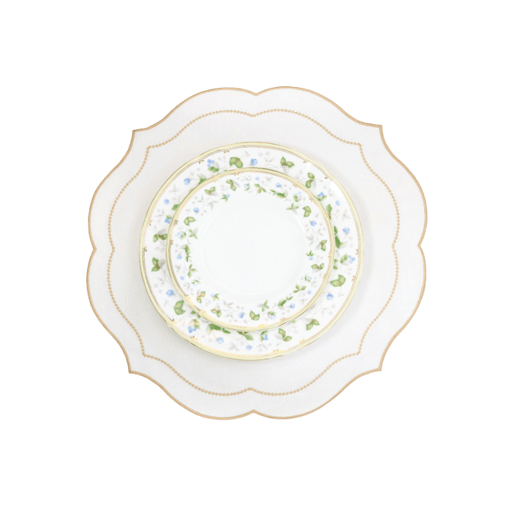 FineLeaf Jogos Americanos Antiquewhite Jogo Americano com Guardanapo <br> Pontinhos